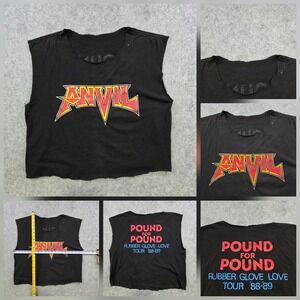 Vintage Anvil T Shirt Mens Black Pound For Pound Tour 88-89 80s Graphic